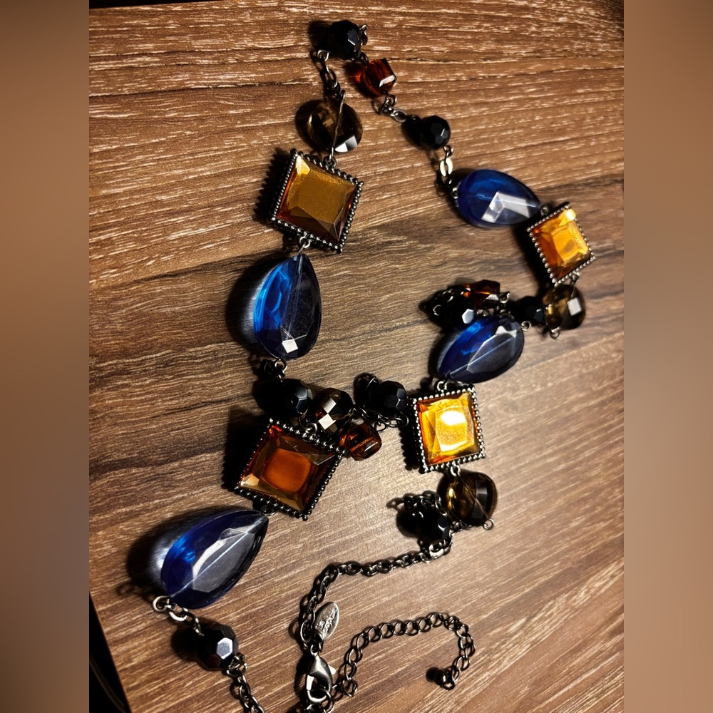 Lia Sophia Blue and Gold Statement Necklace